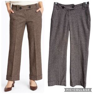 Y2K Ann Taylor LOFT Marisa Wool Silk Blend Trouser Pants Brown Tweed 00P Classic